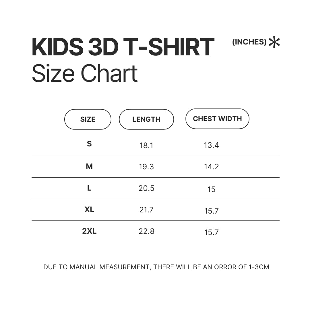Kids 3D T shirt Size Chart - Plants vs Zombies Store