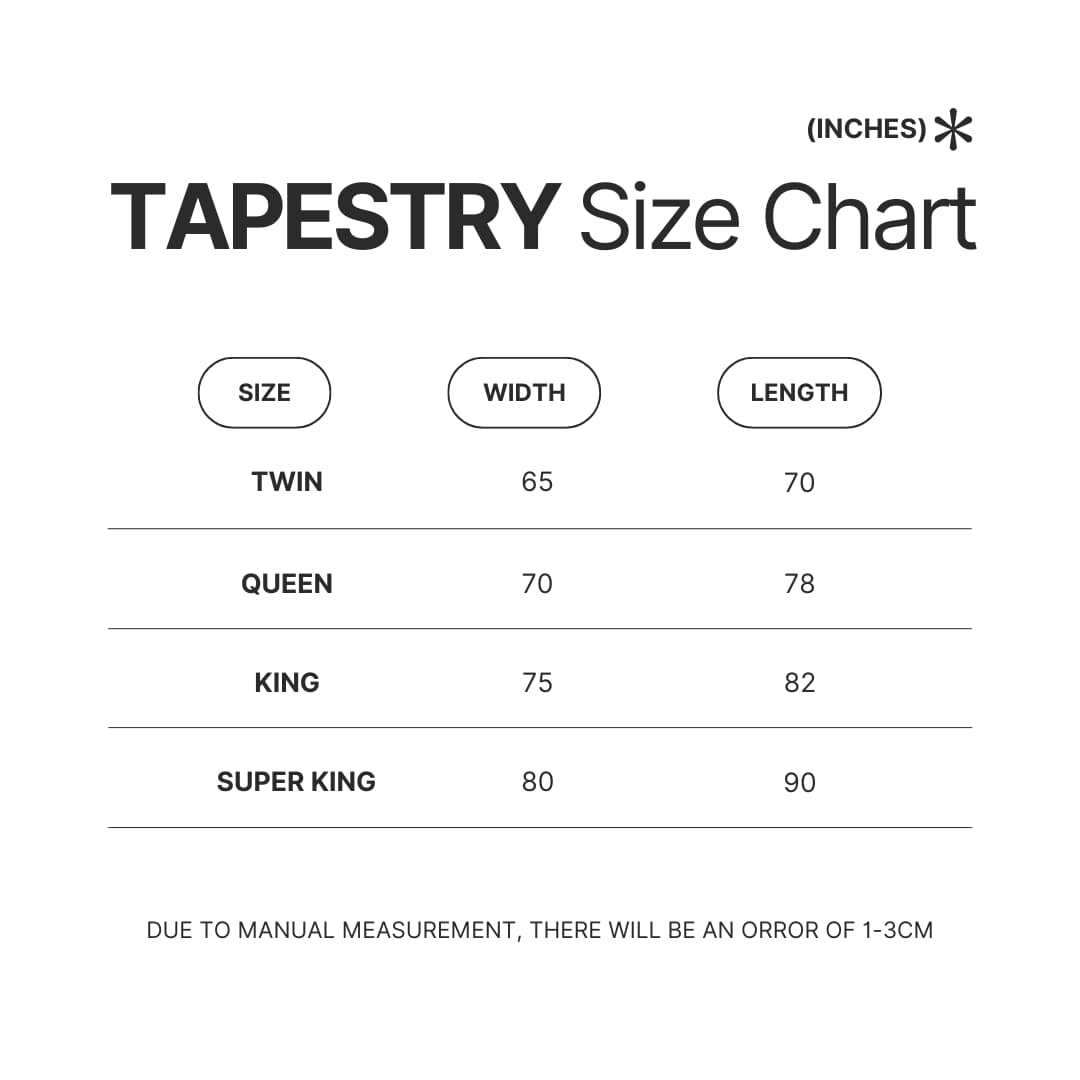 Tapestry Size Chart - Plants vs Zombies Store
